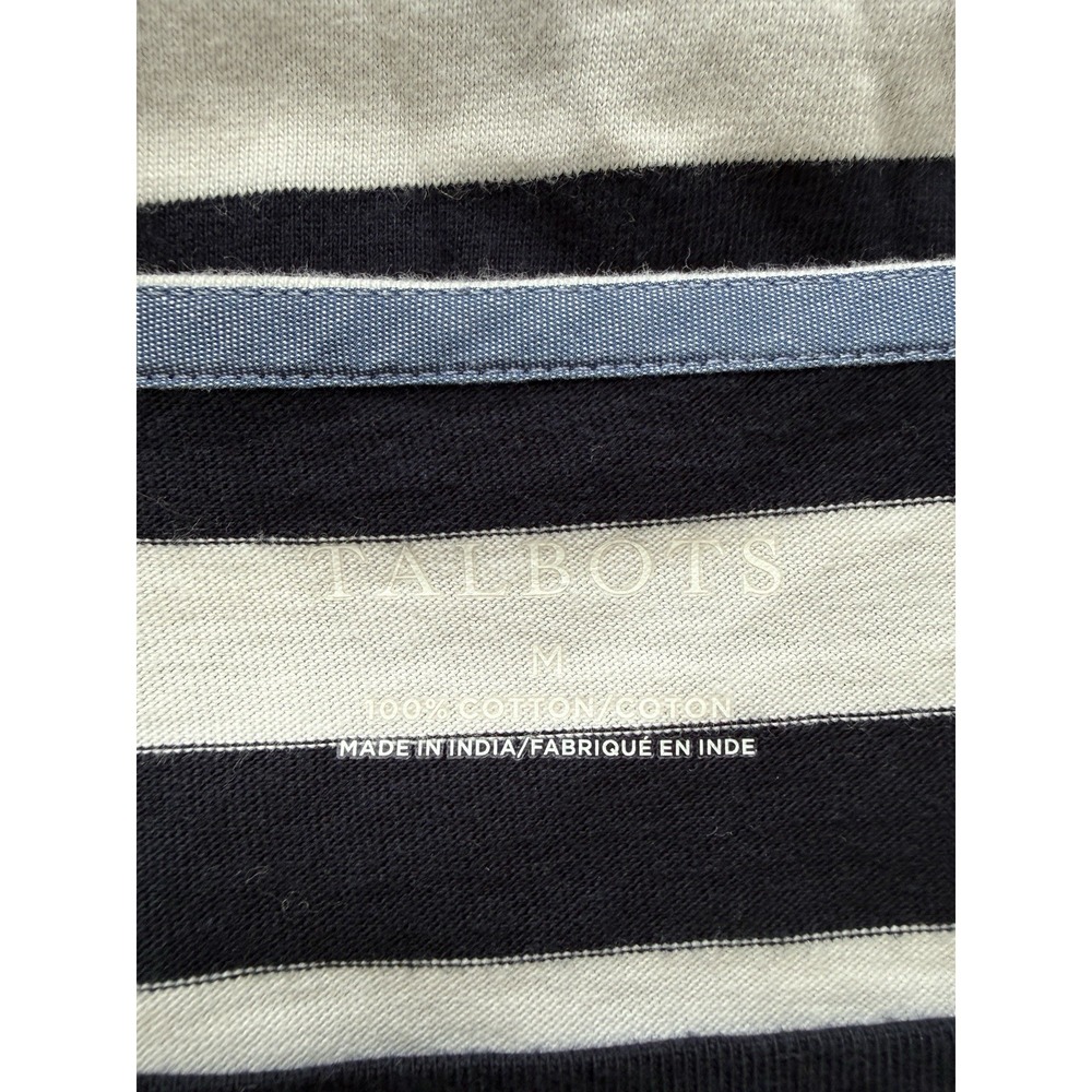 Talbots Authentic Tee Mixed Striped Navy Yellow White 3/4 Sleeves Size Medium - Picture 5 of 7